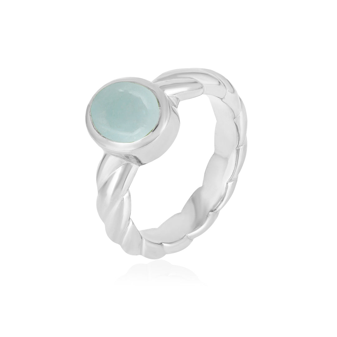 Aquamarine Oval Cabochon Silver Ring