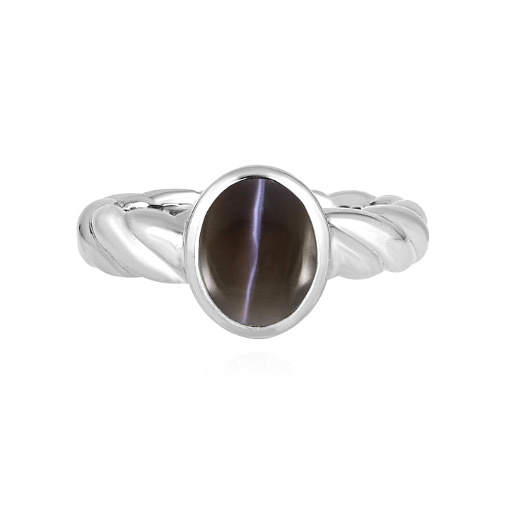 Sillimanite Star Oval Cabochon Silver Ring