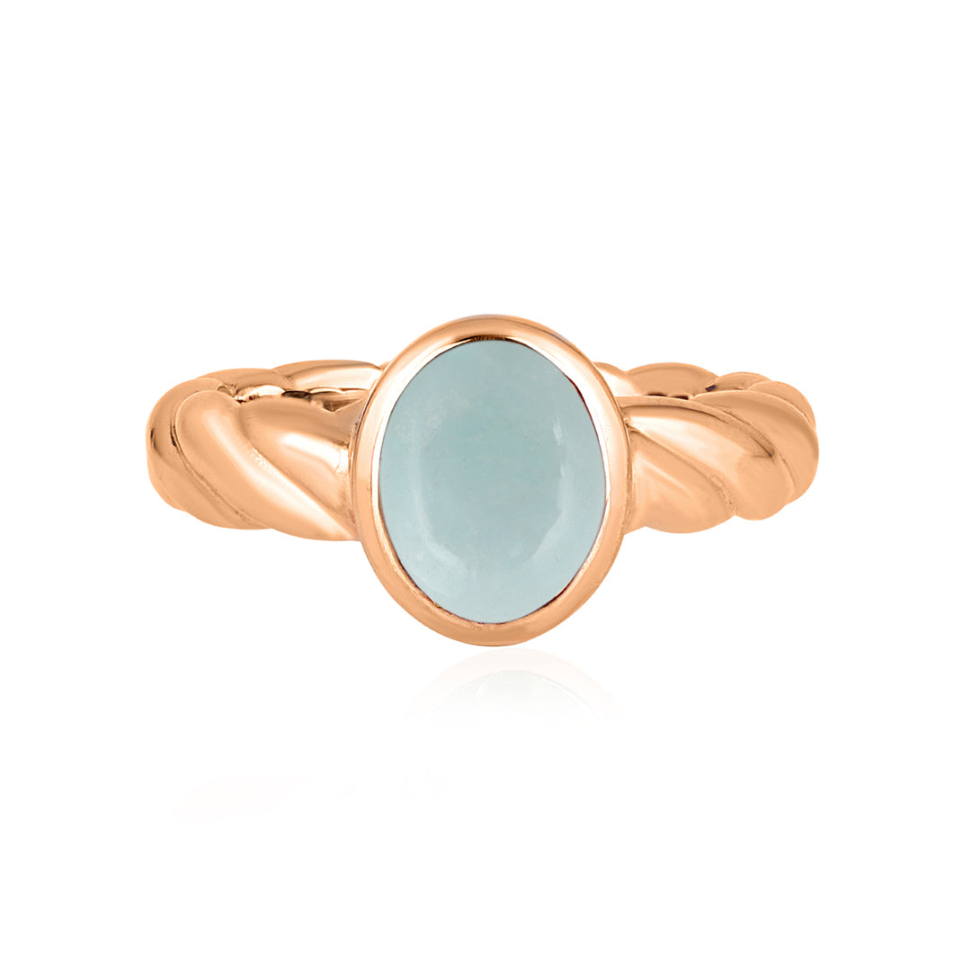 Aquamarine Oval Cabochon Silver Ring