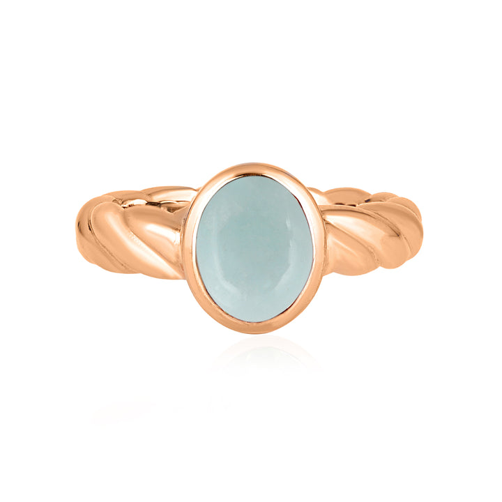 Aquamarine Oval Cabochon Silver Ring