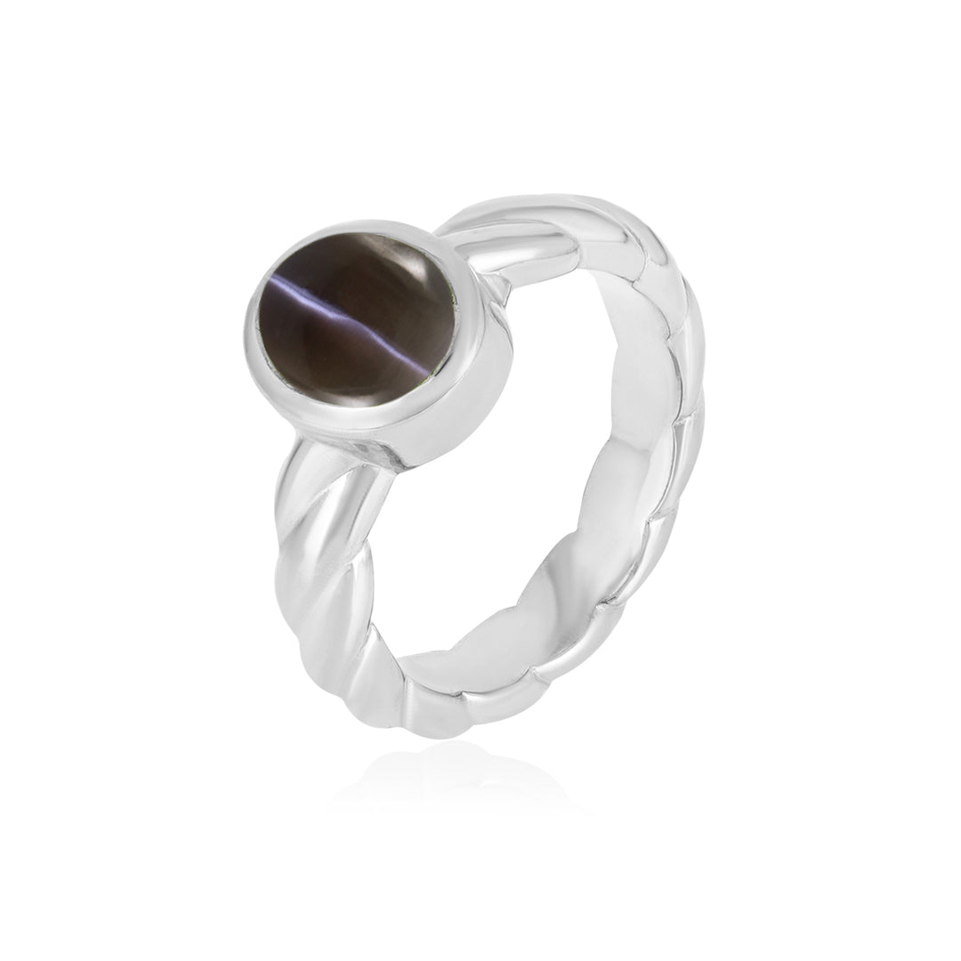 Sillimanite Star Oval Cabochon Silver Ring