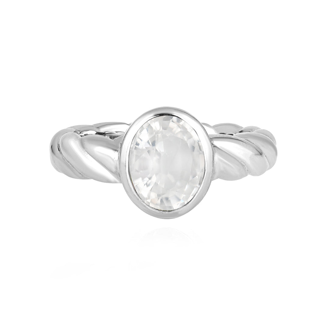 Zircon Oval Solitaire Silver Ring