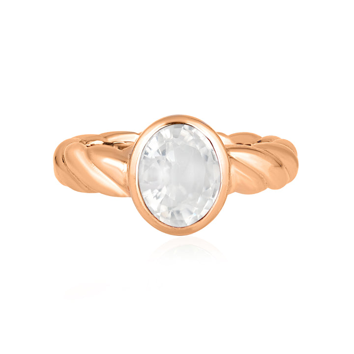 Zircon Oval Solitaire Silver Ring