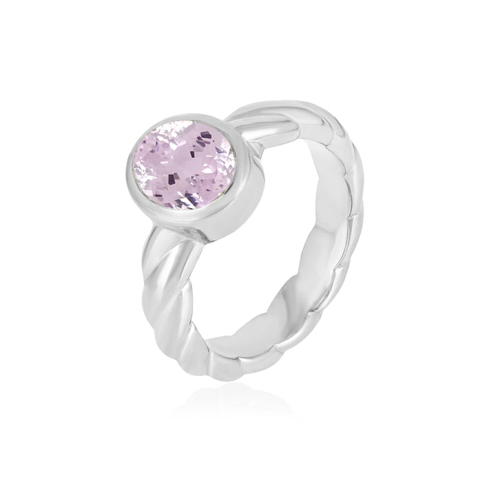 Kunzite Oval Solitaire Silver Ring