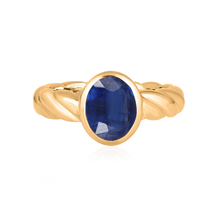 Kyanite Oval Solitaire Silver Ring