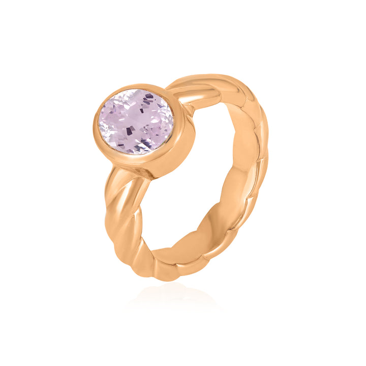 Kunzite Oval Solitaire Silver Ring