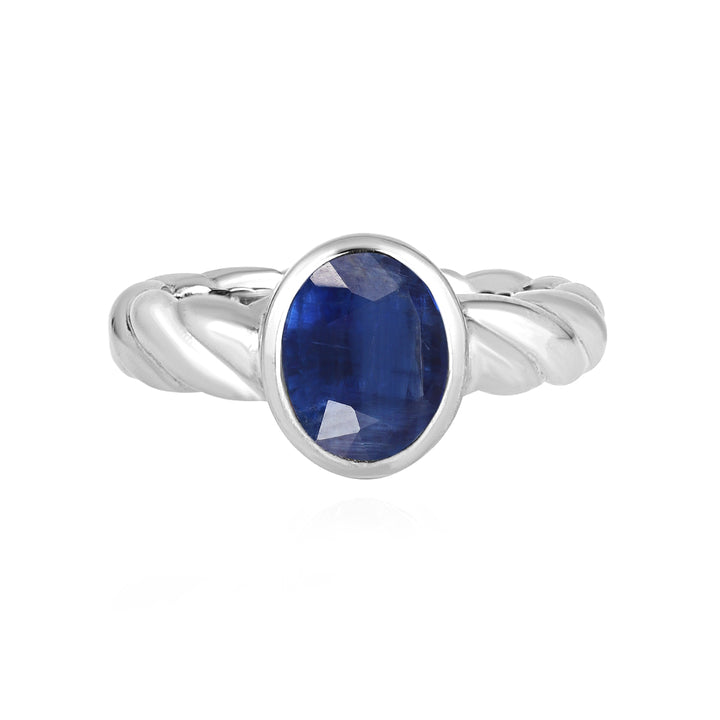 Kyanite Oval Solitaire Silver Ring