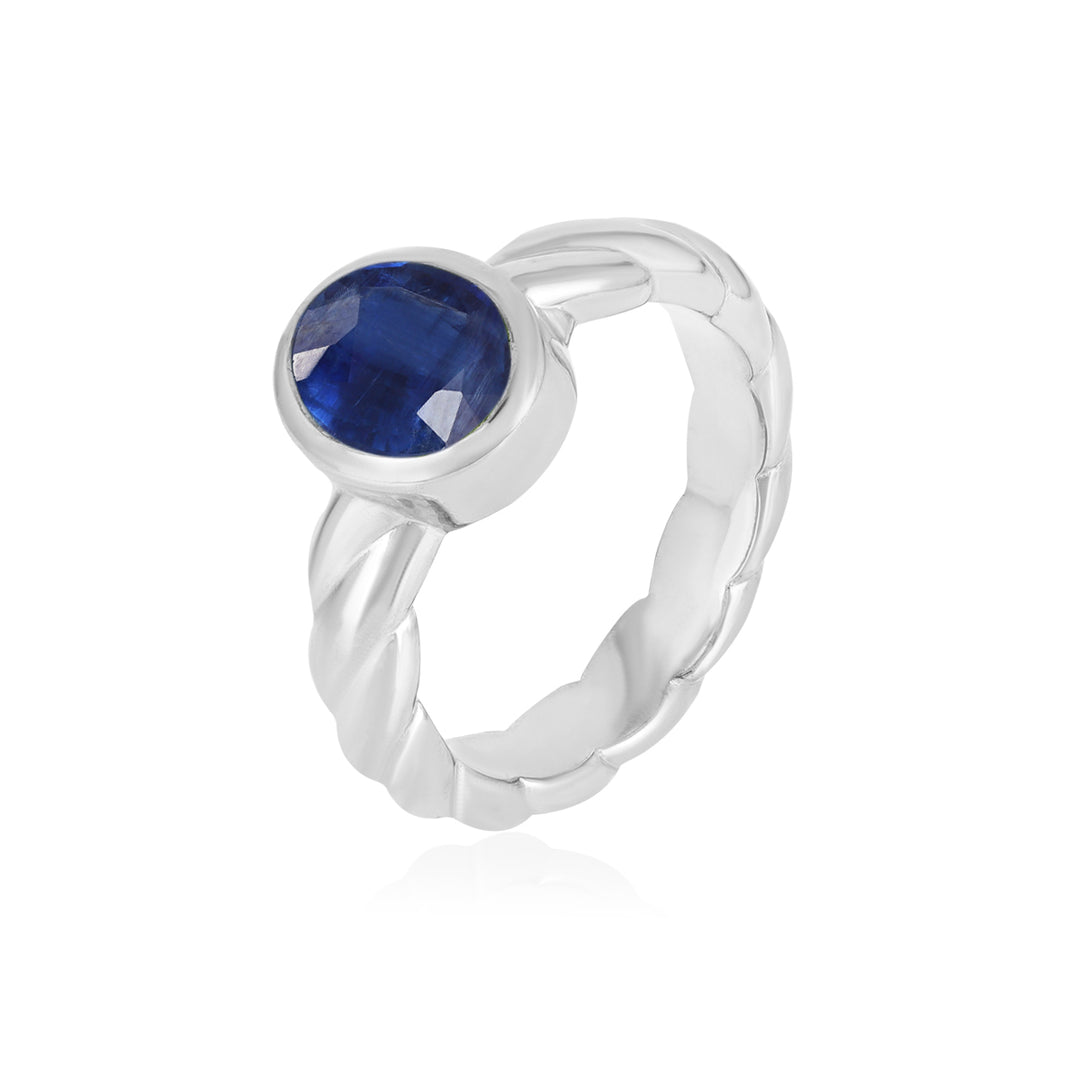 Kyanite Oval Solitaire Silver Ring