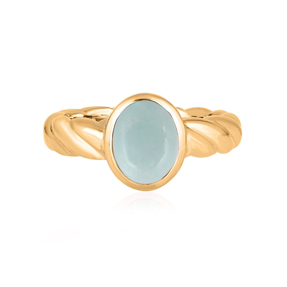 Aquamarine Oval Cabochon Silver Ring