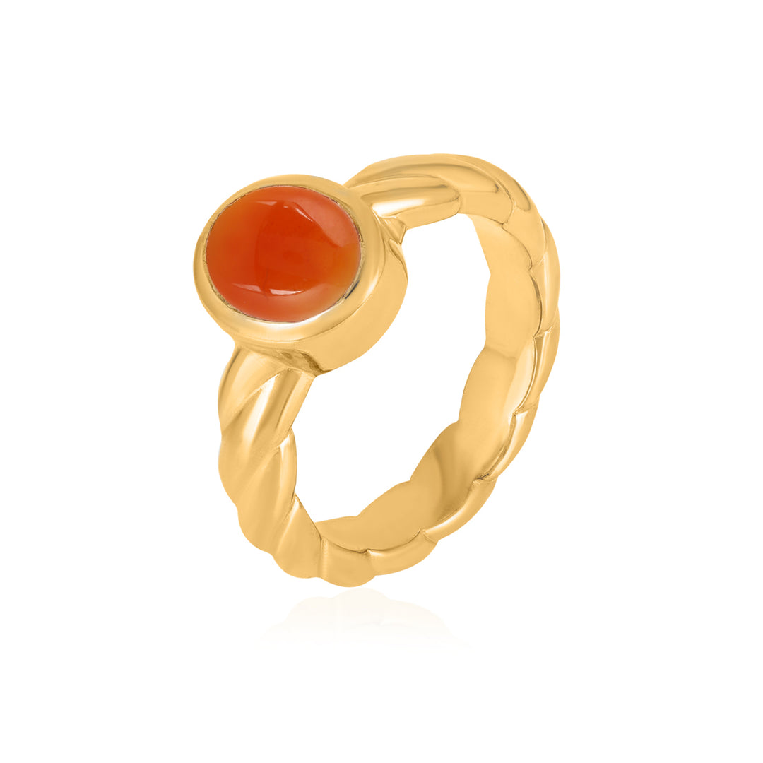 Red Onyx Oval Cabochon Silver Ring