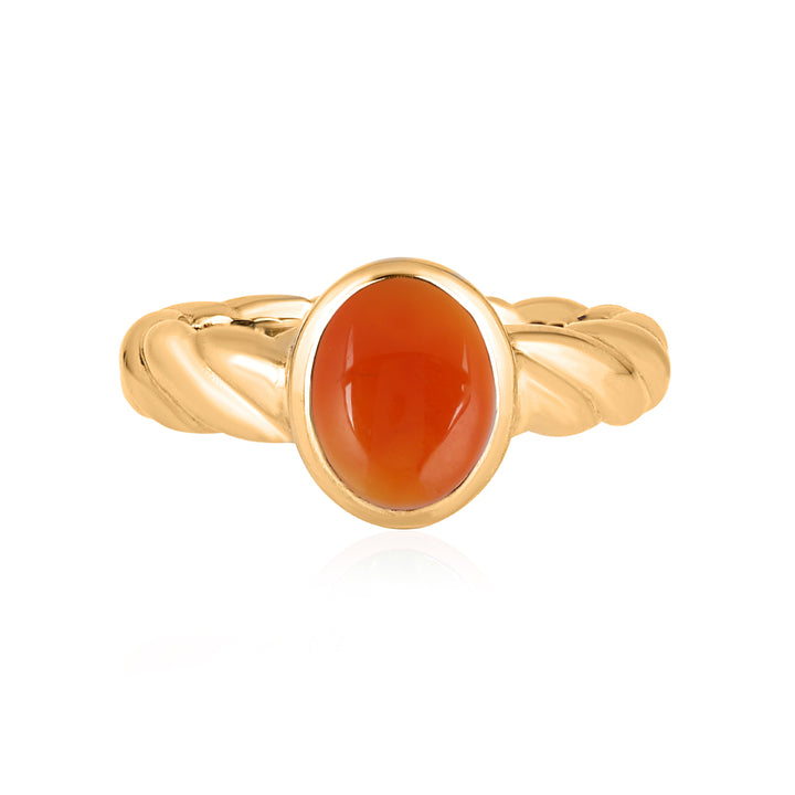 Red Onyx Oval Cabochon Silver Ring