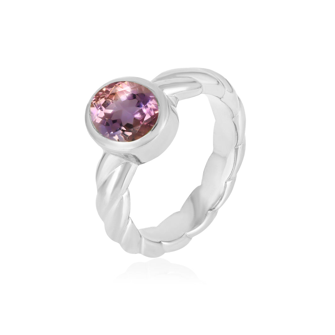 Ametrine Oval Solitaire Silver Ring