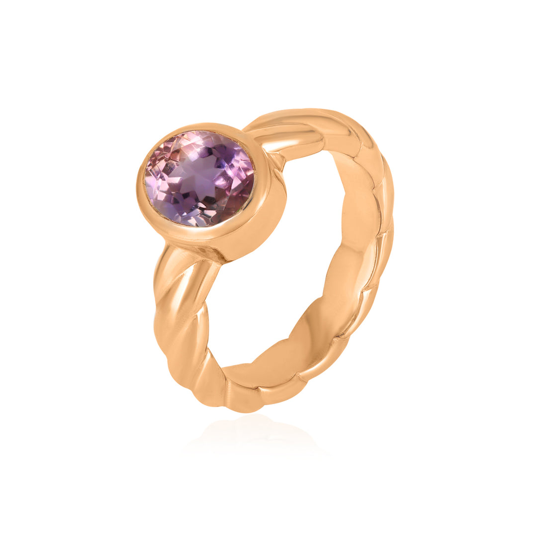 Ametrine Oval Solitaire Silver Ring