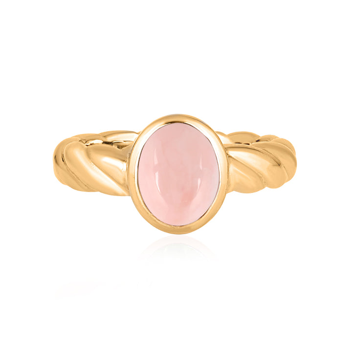 Pink Opal Oval Cabochon Silver Ring