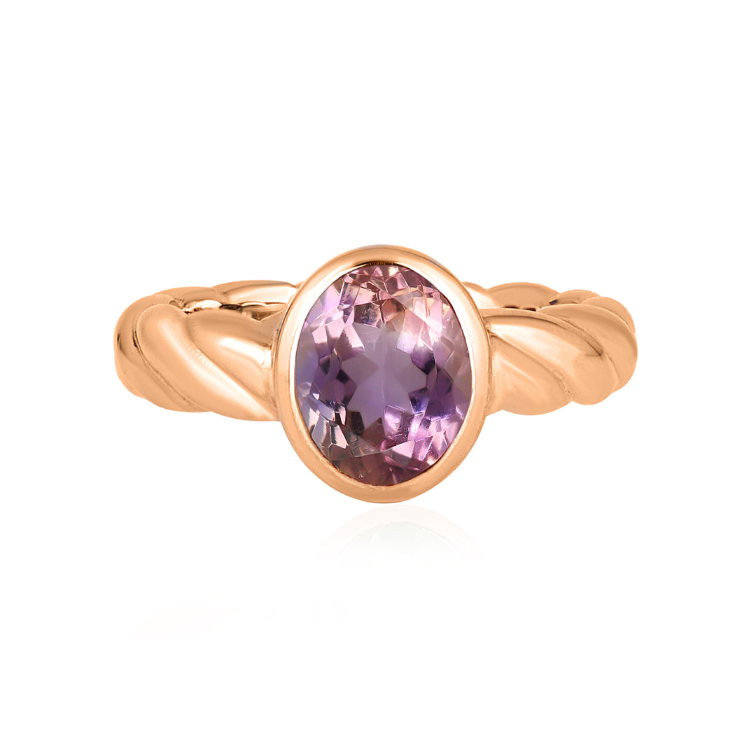 Ametrine Oval Solitaire Silver Ring