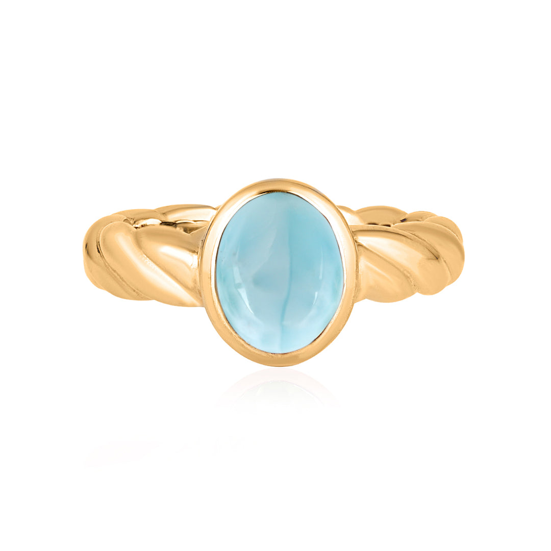 Larimar Oval Cabochon Silver Ring