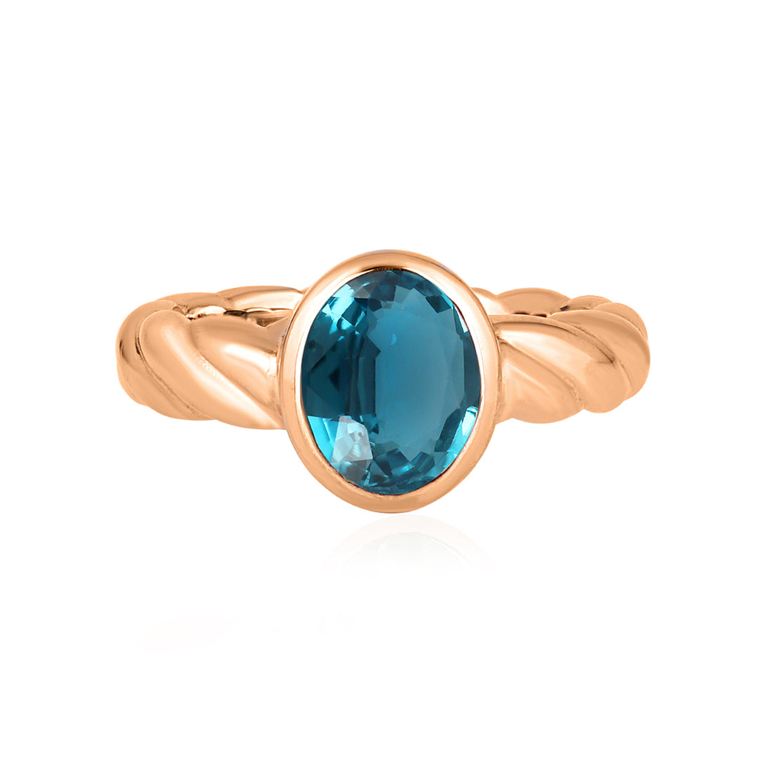 Teal Kyanite Oval Solitaire Silver Ring