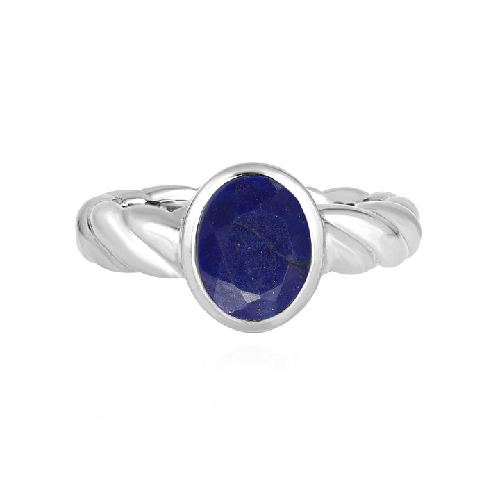 Lapis Lazuli Oval Solitaire Silver Ring