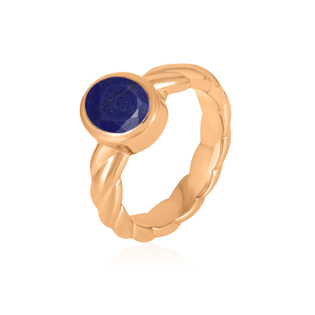 Lapis Lazuli Oval Solitaire Silver Ring