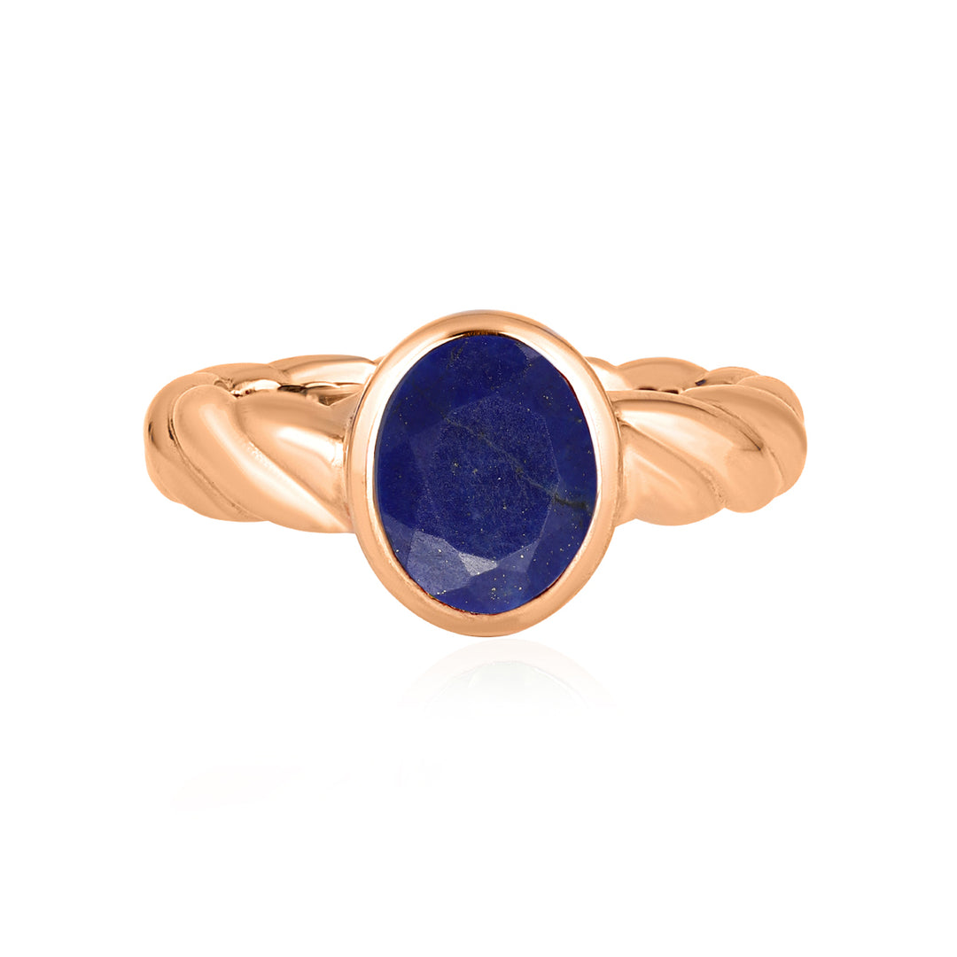 Lapis Lazuli Oval Solitaire Silver Ring