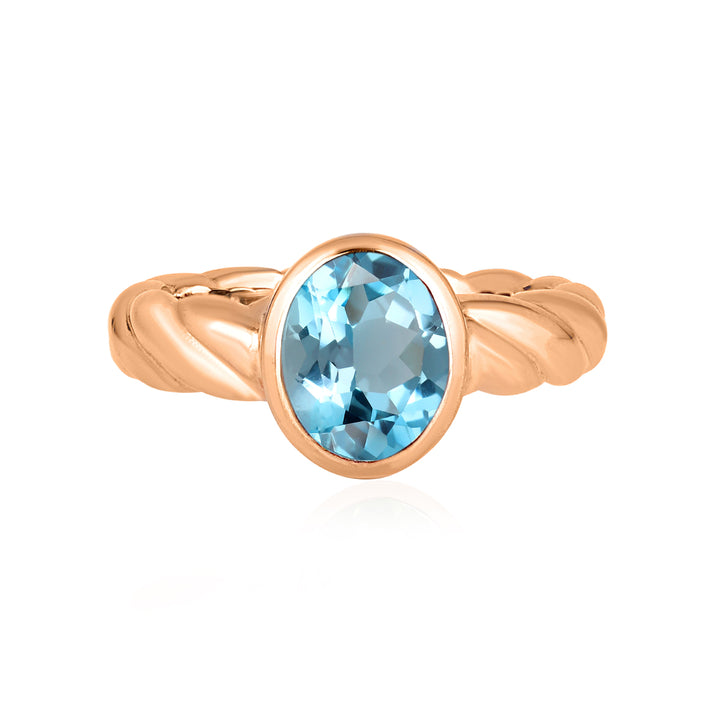 Sky Blue Topaz Oval Solitaire Silver Ring