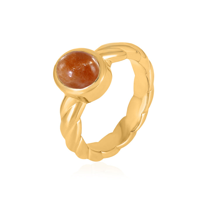 Sunstone Oval Cabochon Silver Ring