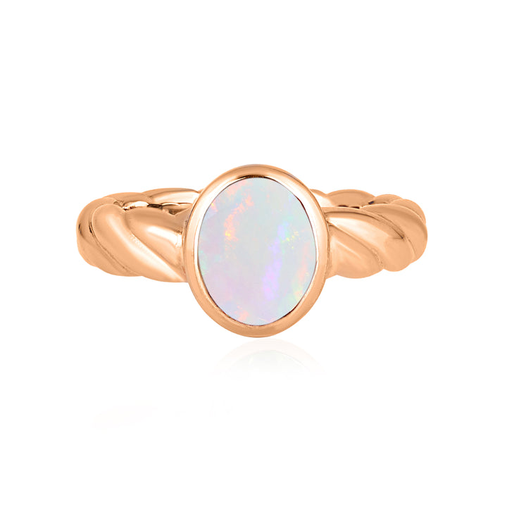 Ethiopian Opal Oval Solitaire Silver Ring