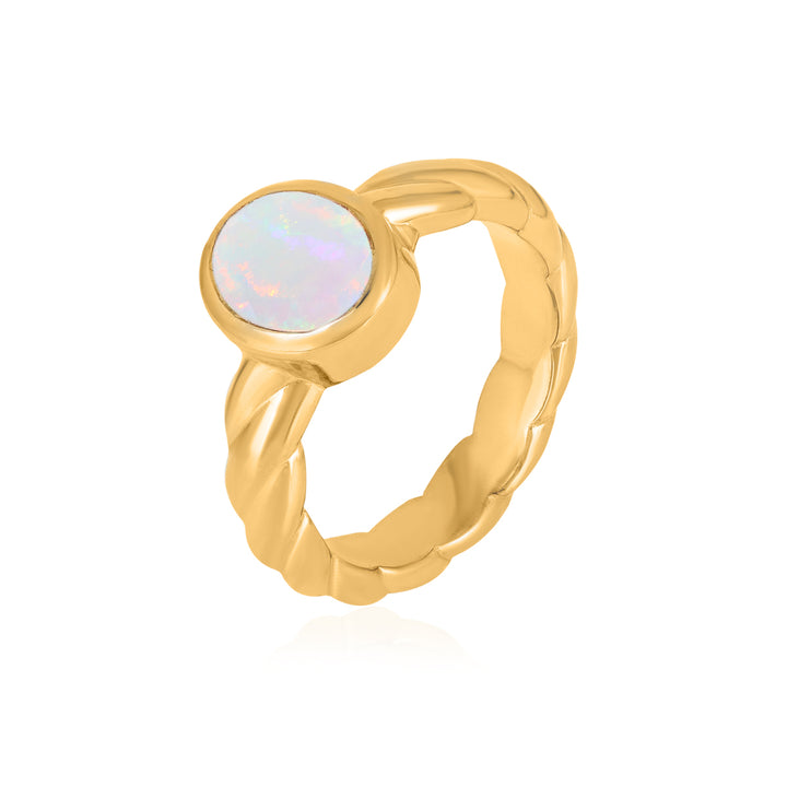 Ethiopian Opal Oval Solitaire Silver Ring