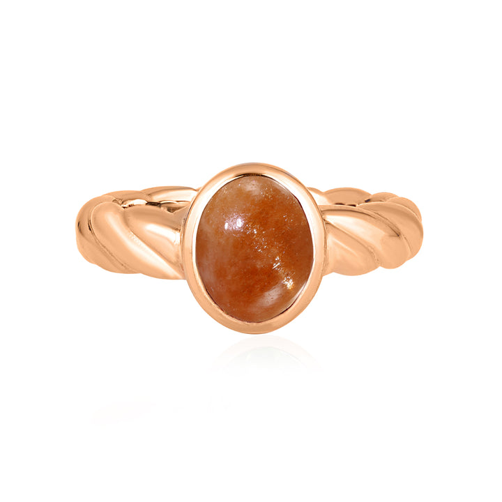 Sunstone Oval Cabochon Silver Ring