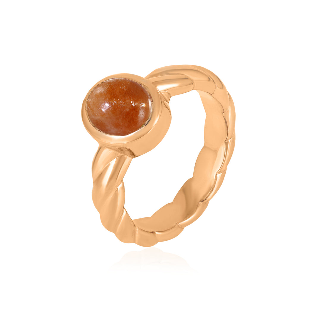 Sunstone Oval Cabochon Silver Ring