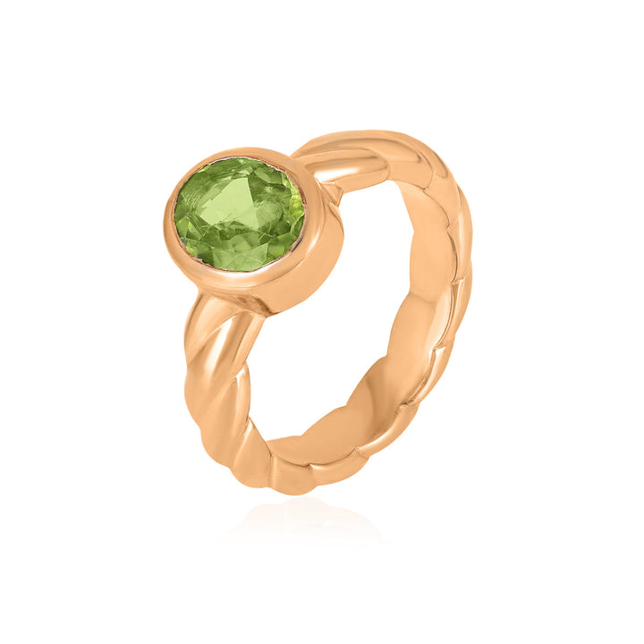 Peridot Oval Solitaire Silver Ring