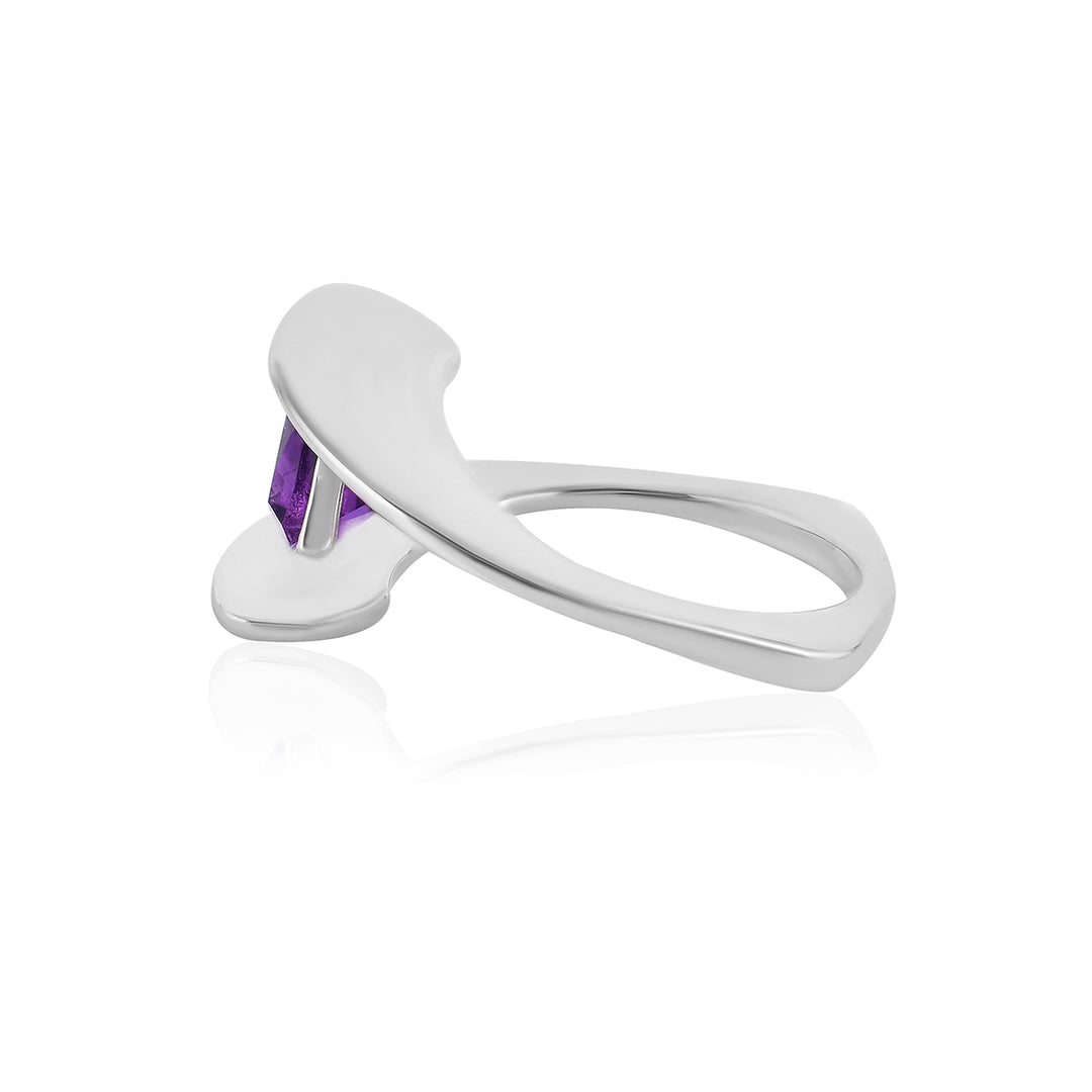 Amethyst Bypass Silver Ring