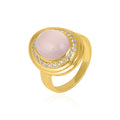 Rose Quartz Halo Silver Ring