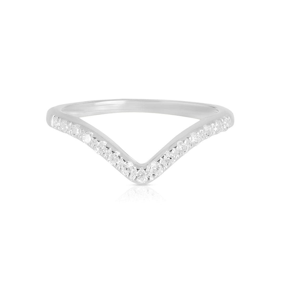 Sterling Silver Cubic Zirconia V Shaped Band Ring