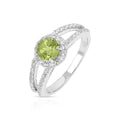 Peridot with Topaz Halo Silver Ring