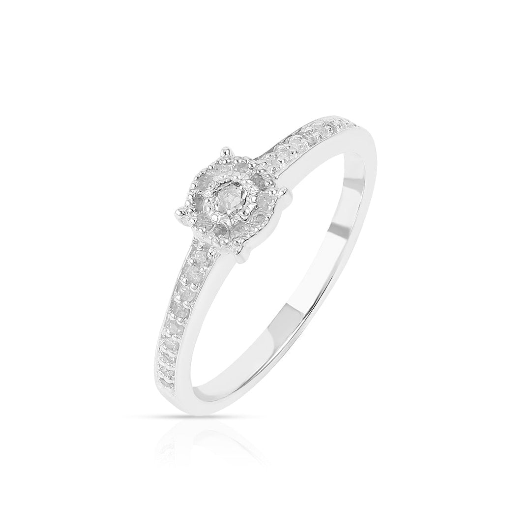 Sterling Silver Diamond Engagement Ring