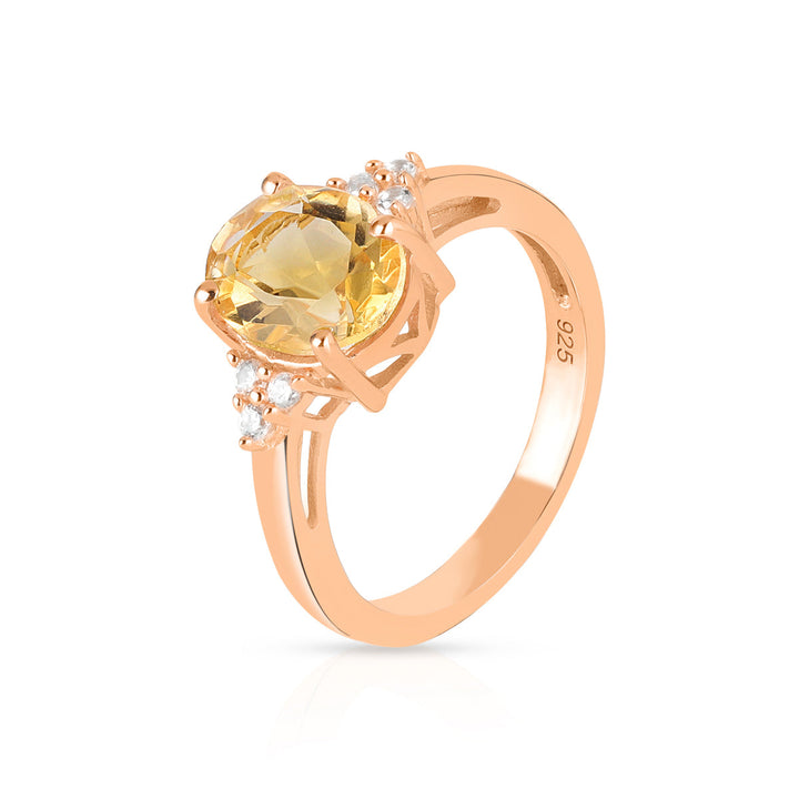 Citrine with Accents Silver Ring