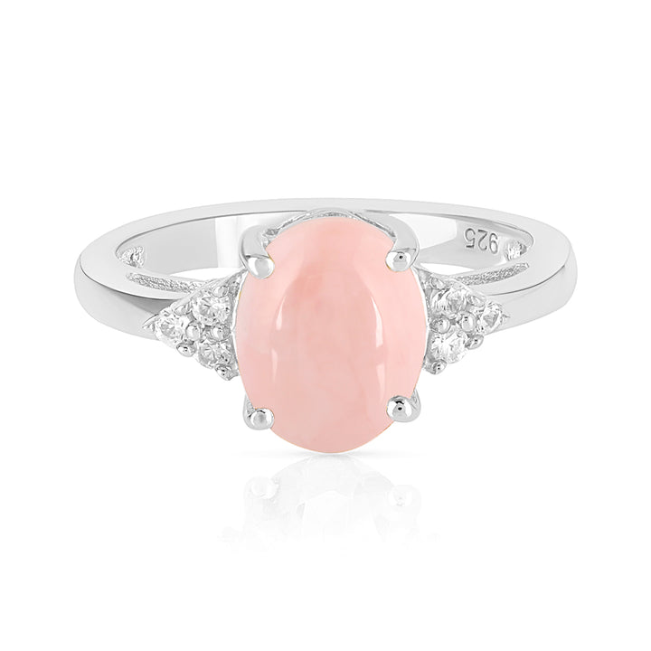 Pink Opal with Accents Silver Ring