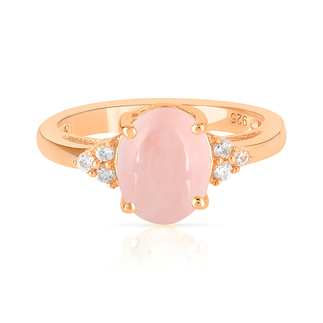 Pink Opal with Accents Silver Ring