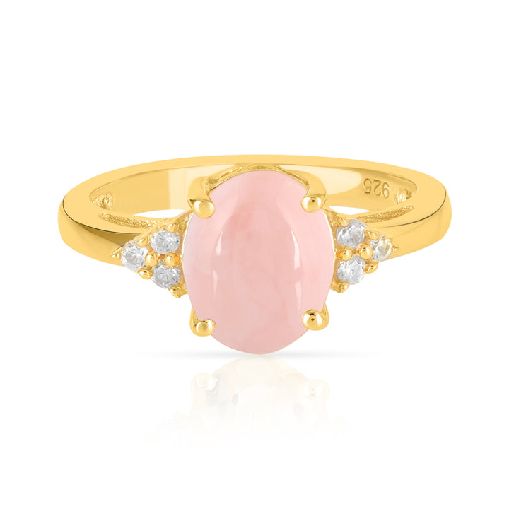 Pink Opal with Accents Silver Ring