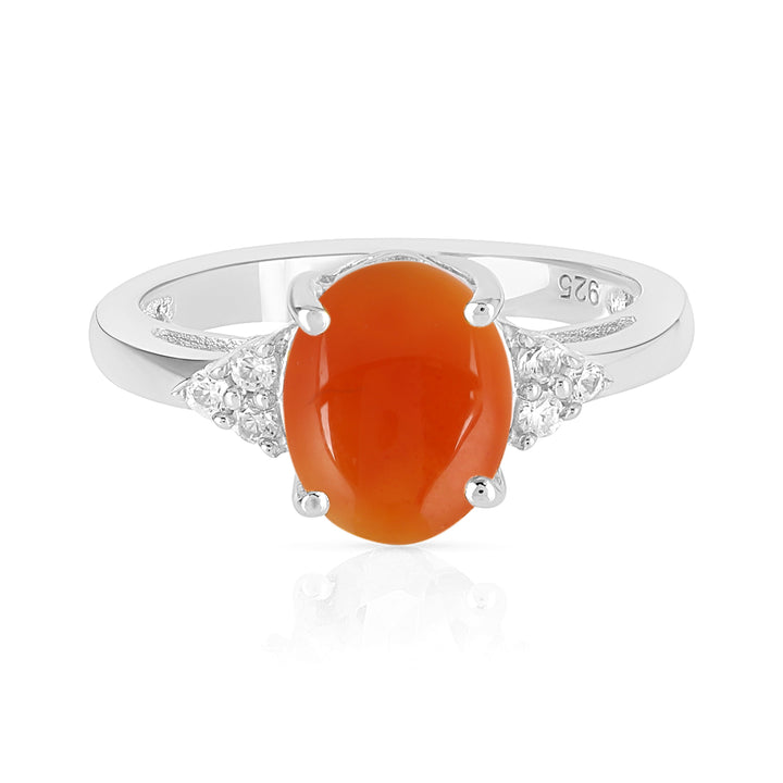 Red Onyx with Accents Silver Ring