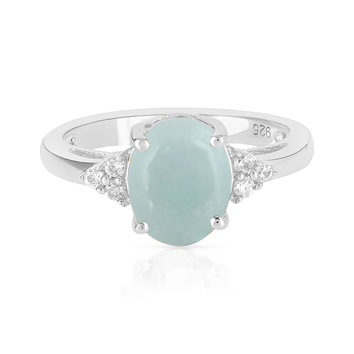 Aquamarine with Accents Silver Ring