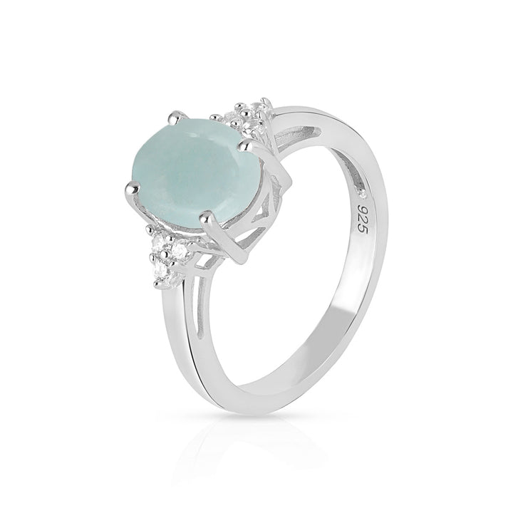 Aquamarine with Accents Silver Ring