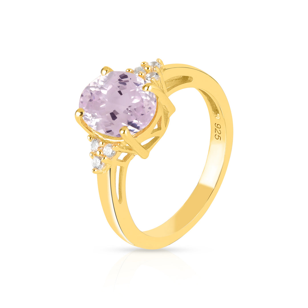 Kunzite with Accents Silver Ring