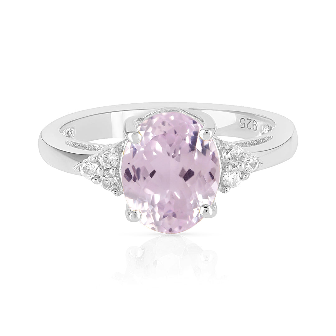 Kunzite with Accents Silver Ring