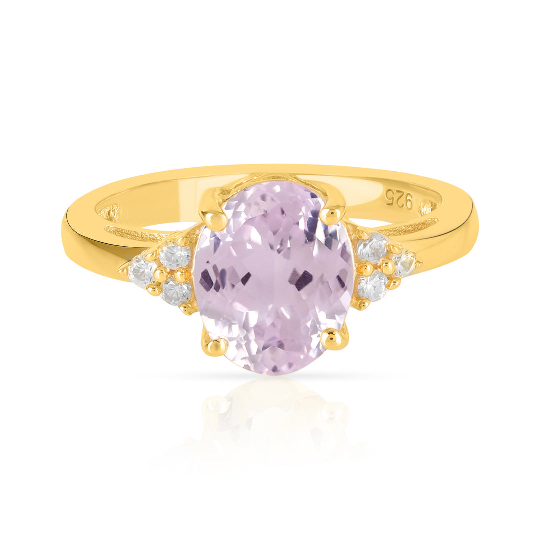 Kunzite with Accents Silver Ring