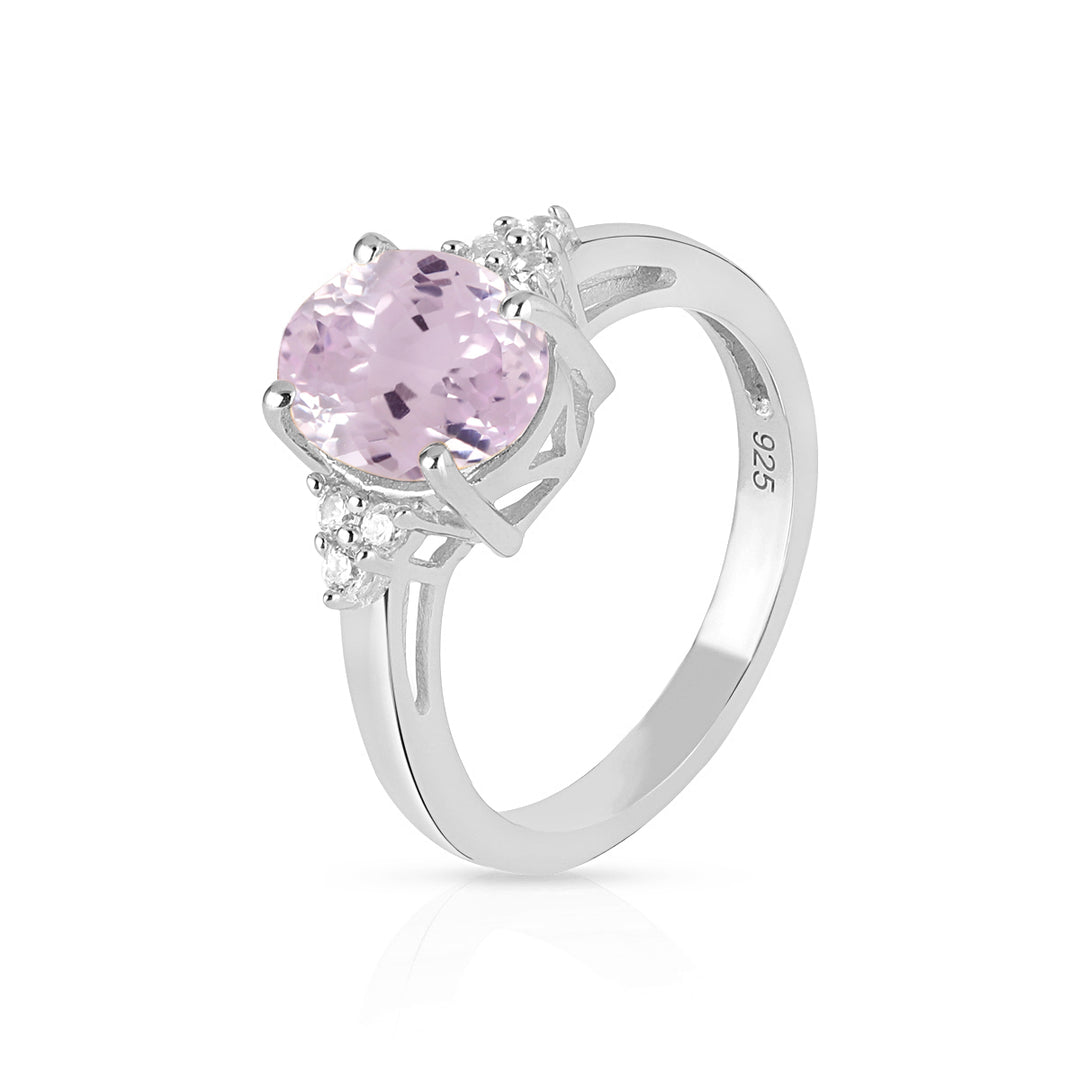 Kunzite with Accents Silver Ring