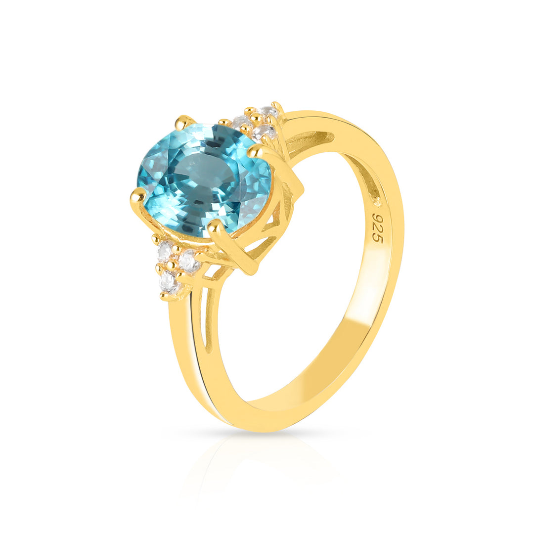 Blue Zircon with Accents Silver Ring