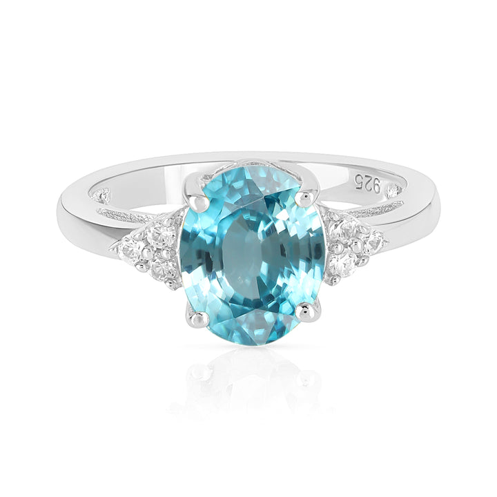 Blue Zircon with Accents Silver Ring