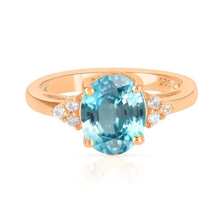 Blue Zircon with Accents Silver Ring